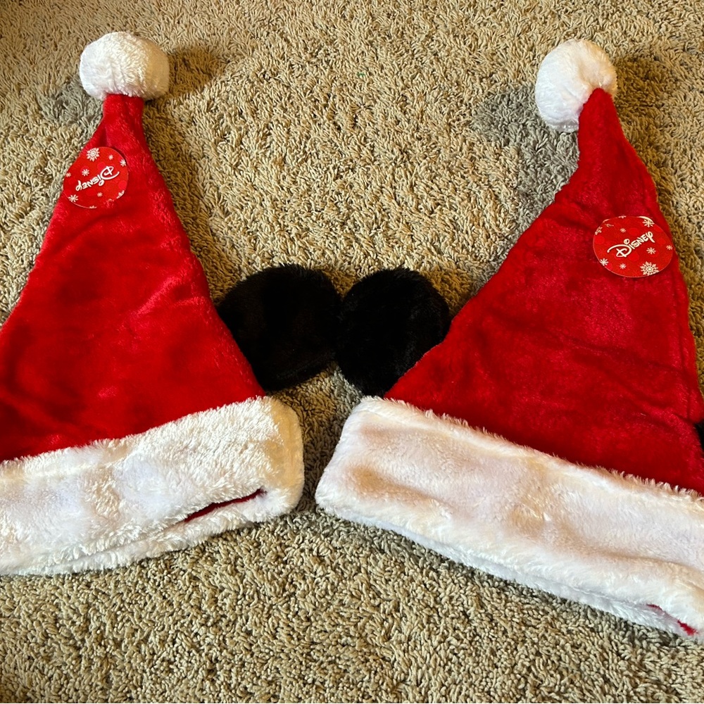 Bundle of two NEW Mickey Santa Hats